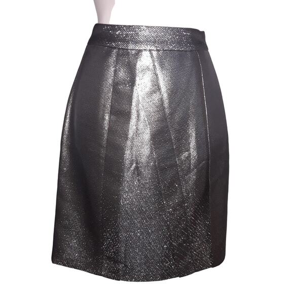 Proenza Schouler Sz 2 Silver Grey Metallic Pencil Skirt - Picture 1 of 5